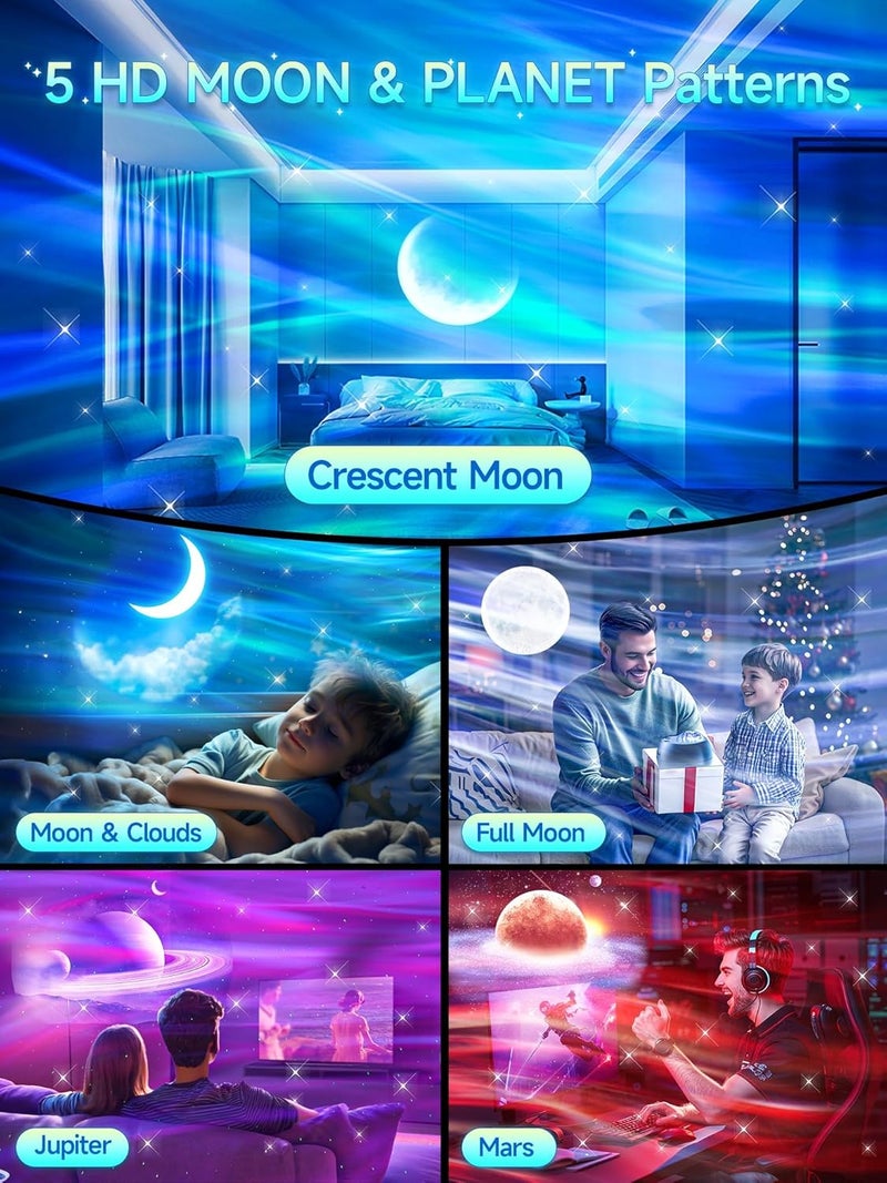 Onefire Northern Lights Projector,300+Lighting Modes Galaxy Projector for Bedroom,15 White Noise&Bluetooth Galaxy Projector for Bedroom,Remote+Timer Moon Star Projector Galaxy Light,Valentine's Day Gifts - Image 2